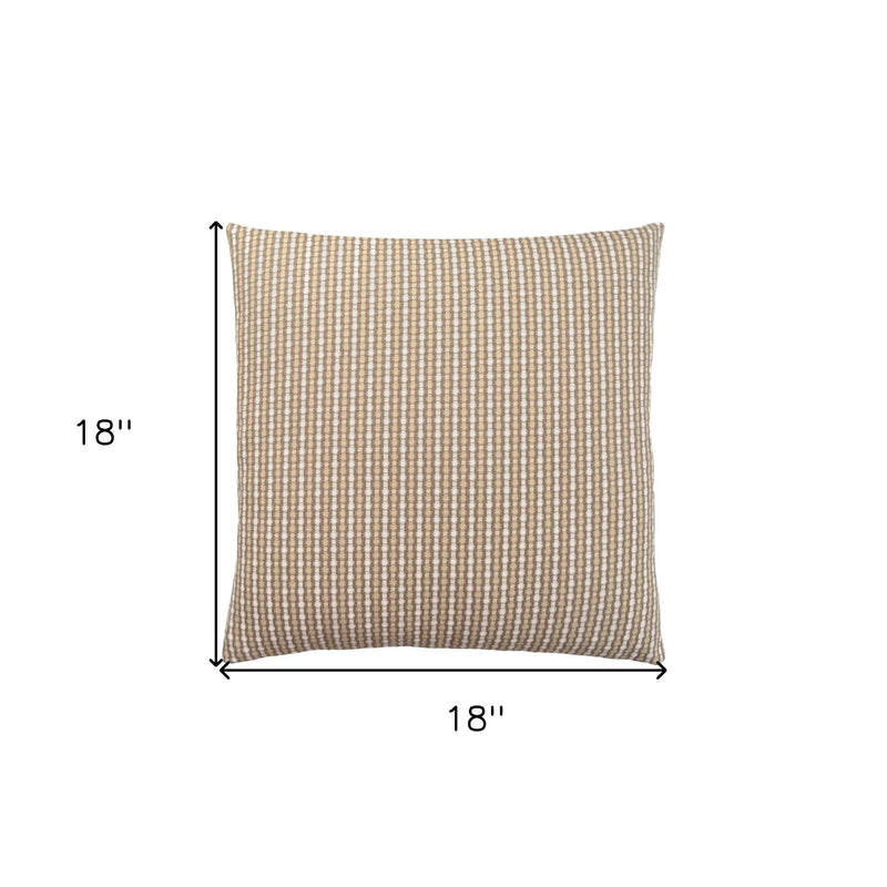 18" X 18" Taupe Polyester Striped Zippered Pillow Homeroots Home Decor