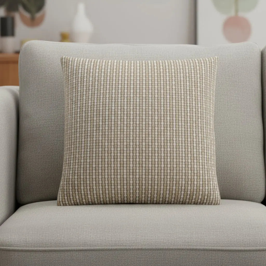 18" X 18" Taupe Polyester Striped Zippered Pillow Homeroots Home Decor