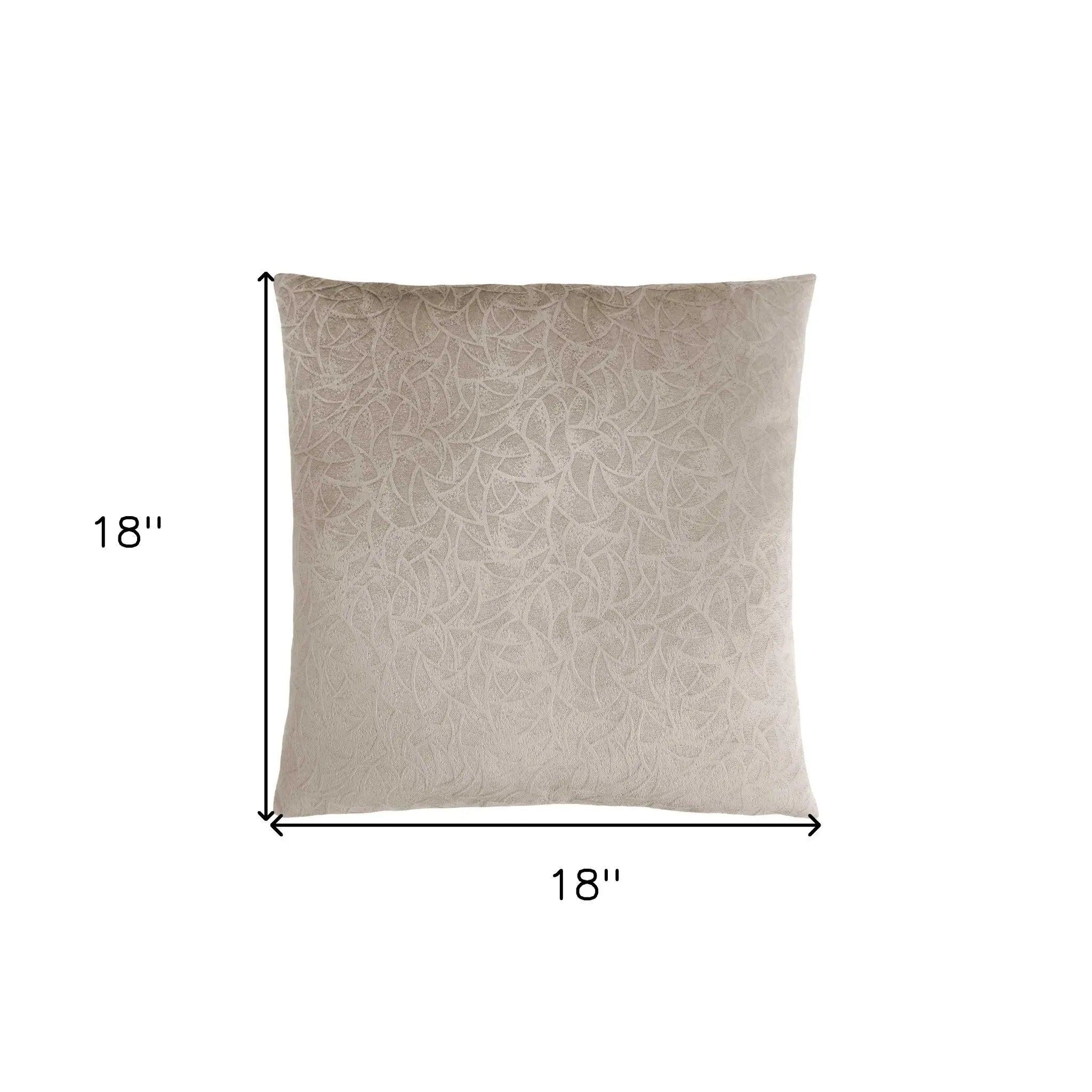 18" X 18" Taupe Velvet Polyester Abstract Zippered Pillow Homeroots Home Decor
