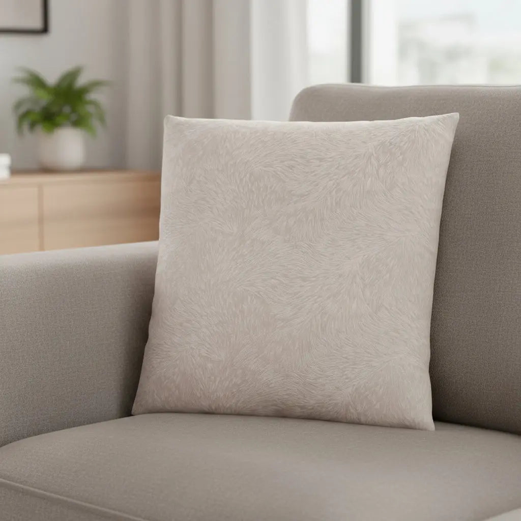 18" X 18" Taupe Velvet Polyester Feather Zippered Pillow Homeroots Home Decor