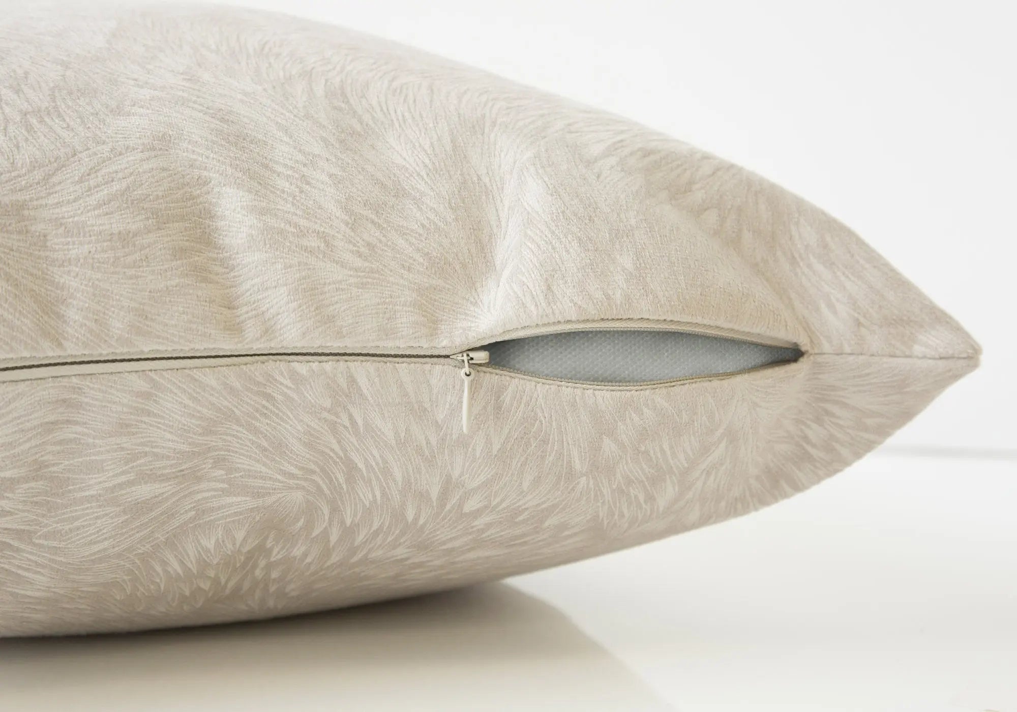 18" X 18" Taupe Velvet Polyester Feather Zippered Pillow Homeroots Home Decor