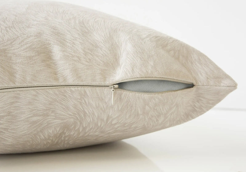 18" X 18" Taupe Velvet Polyester Feather Zippered Pillow Homeroots Home Decor