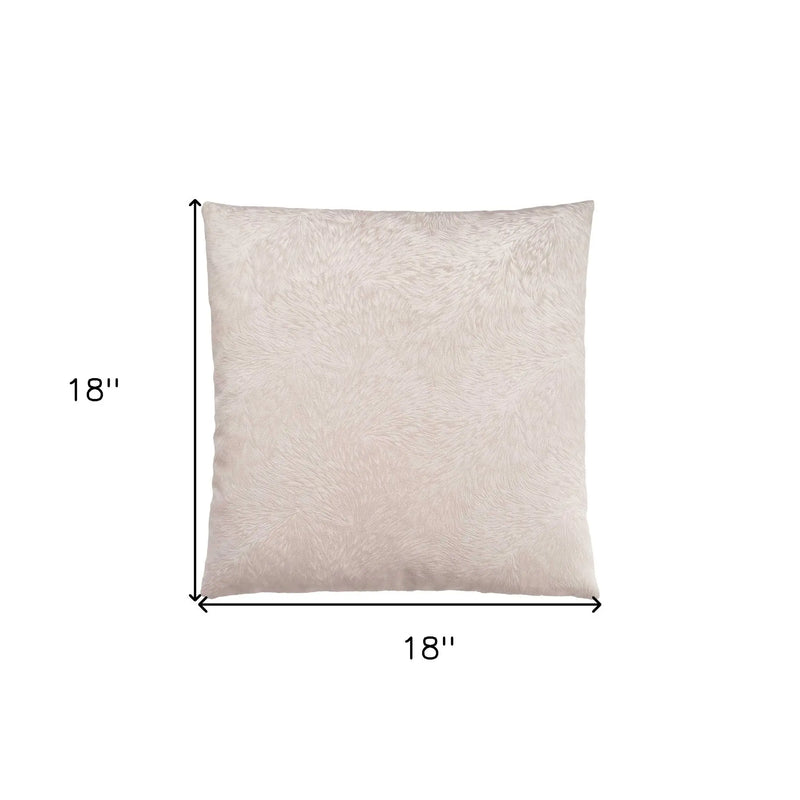 18" X 18" Taupe Velvet Polyester Feather Zippered Pillow Homeroots Home Decor