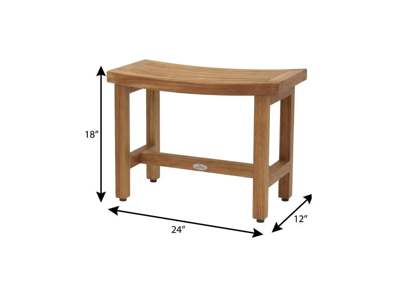18" X 24" Brown Teak Rectangular Shower Bench Homeroots Bed & Bath