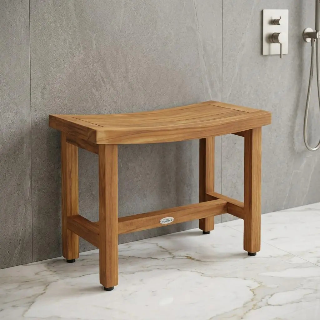 18" X 24" Brown Teak Rectangular Shower Bench Homeroots Bed & Bath