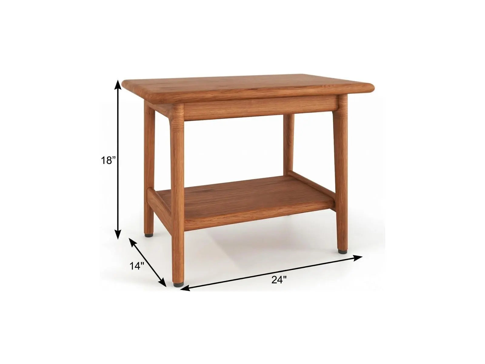 18" X 24" Brown Teak Rectangular Shower Bench With Shelf Homeroots Bed & Bath
