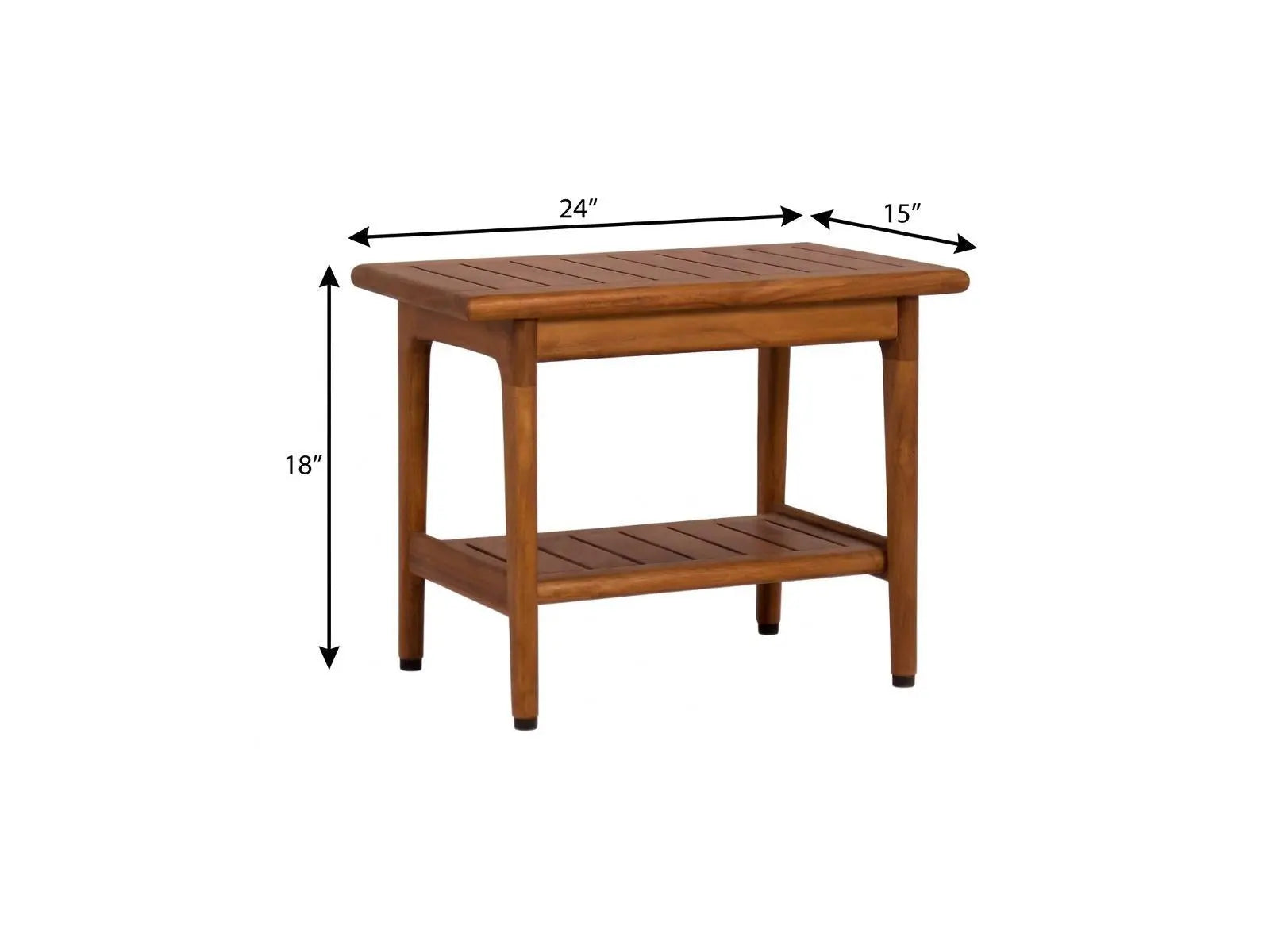 18" X 24" Brown Teak Rectangular Shower Bench With Shelf Homeroots Bed & Bath