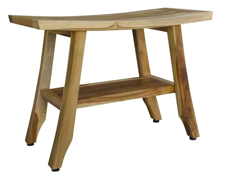 18" X 24" Natural Teak Rectangular Shower Bench With Shelf Homeroots Bed & Bath