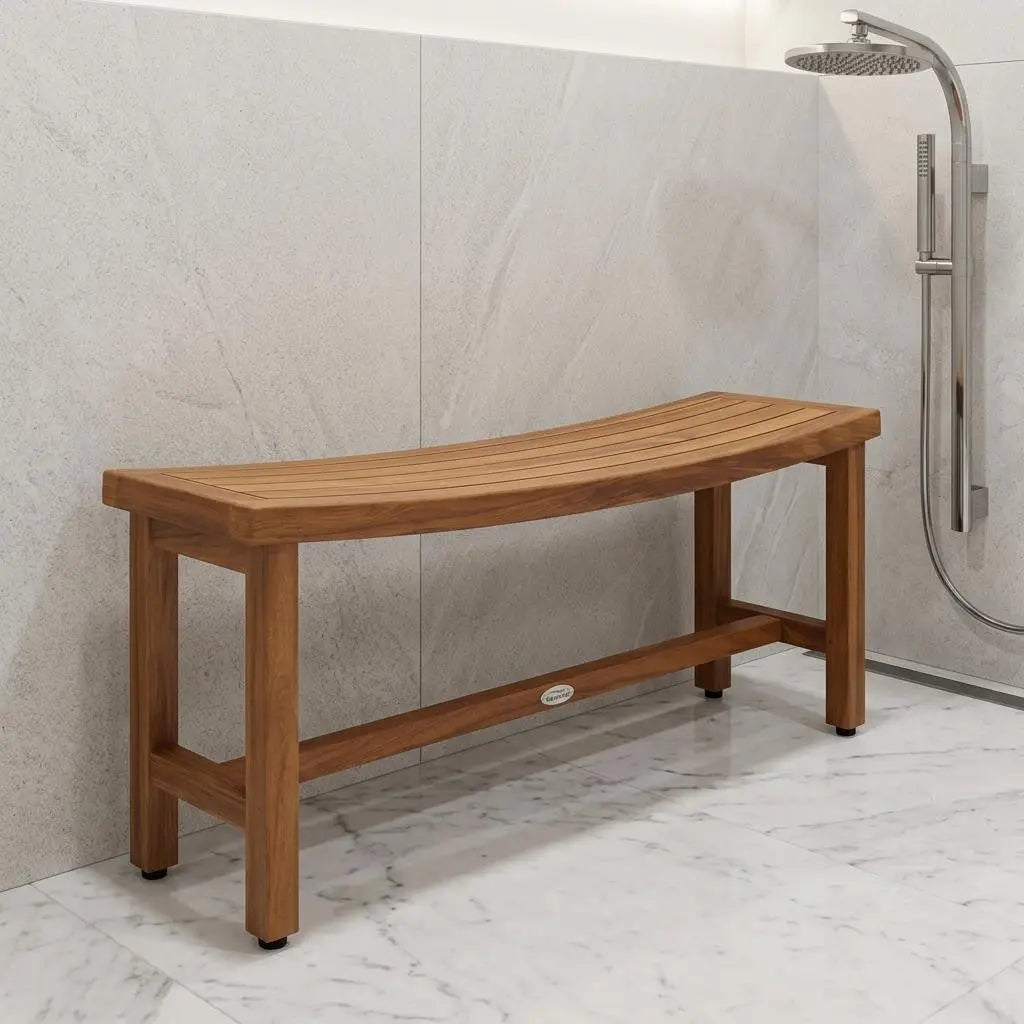18" X 48" Brown Teak Rectangular Shower Bench Homeroots Bed & Bath
