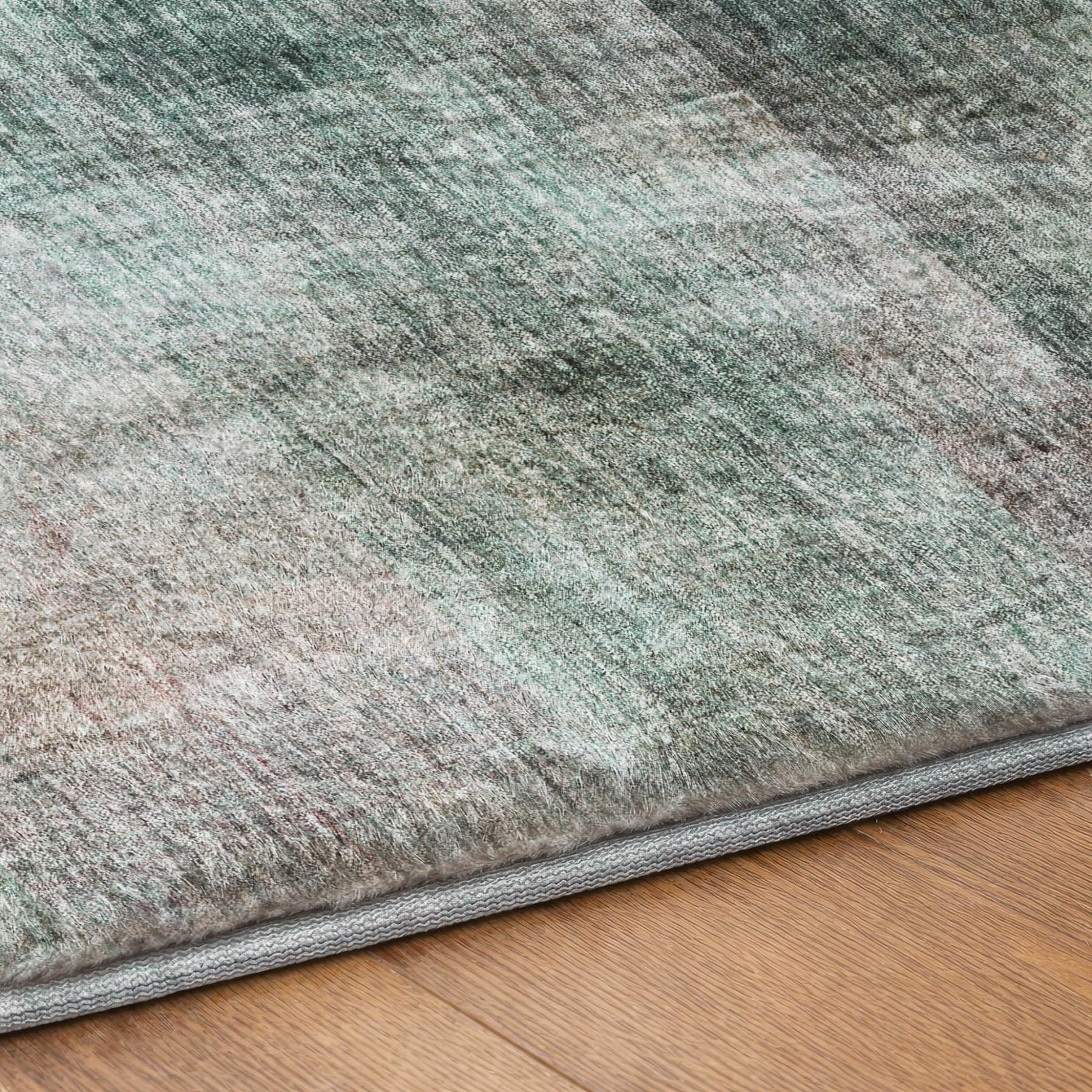 5' X 8' Teal And Gray Geometric Shag Washable Area Rug With UV Protection - Home & Garden