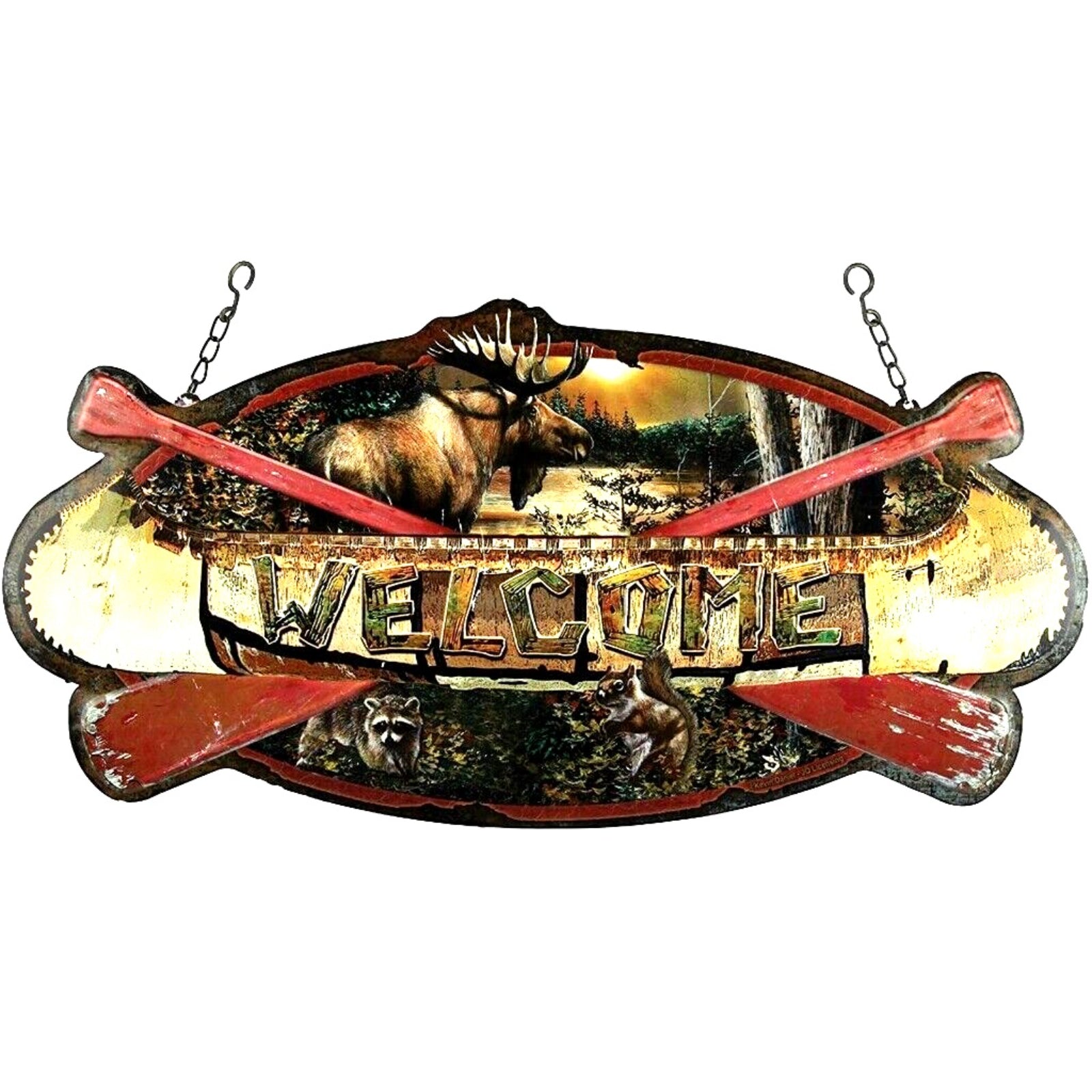 Rivers Edge Welcome Canoe Hanging Metal Sign Default Title