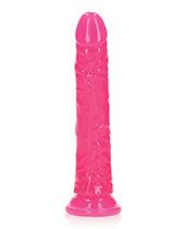 Shots Realrock 8" Slim Dildo Glow In The Dark - Neon Pink - GreatEagleInc