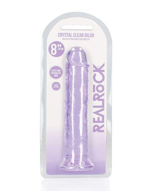 Shots Realrock Crystal Clear 8" Straight Dildo W/suction Cup - Purple - GreatEagleInc