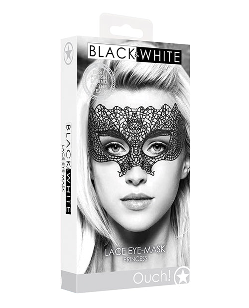 Shots Ouch Black & White Lace Eye Mask - GreatEagleInc