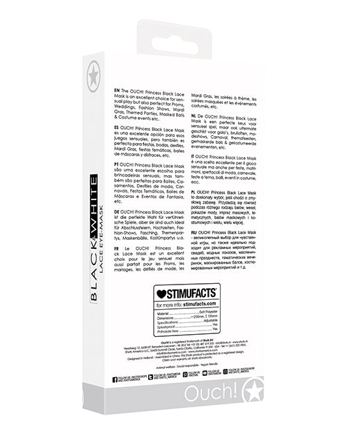 Shots Ouch Black & White Lace Eye Mask - GreatEagleInc