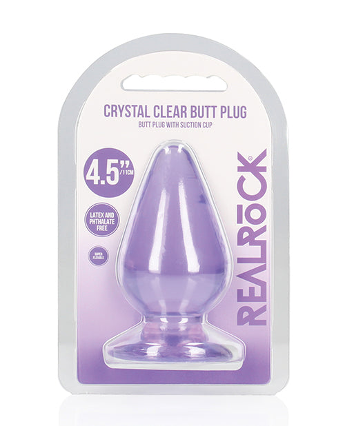 Shots Realrock Crystal Clear 4.5" Anal Plug - Purple - GreatEagleInc