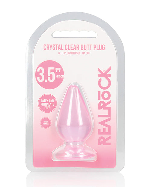 Shots Realrock Crystal Clear 3.5" Anal Plug - Pink - GreatEagleInc