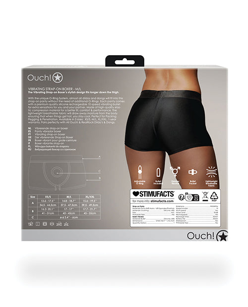 Shots Ouch Vibrating Strap On Boxer - Black - GreatEagleInc