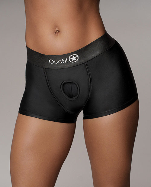 Shots Ouch Vibrating Strap On Boxer - Black - GreatEagleInc