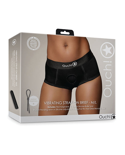 Shots Ouch Vibrating Strap On Brief - Black - GreatEagleInc