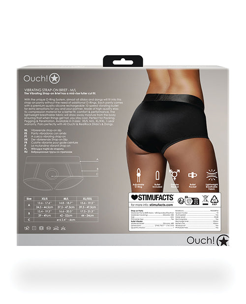 Shots Ouch Vibrating Strap On Brief - Black - GreatEagleInc