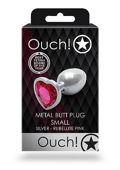 Heart Gem Butt Plug Small Silver Rubellite Pink - GreatEagleInc