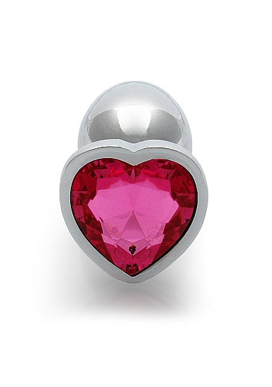 Heart Gem Butt Plug Small Silver Rubellite Pink - GreatEagleInc