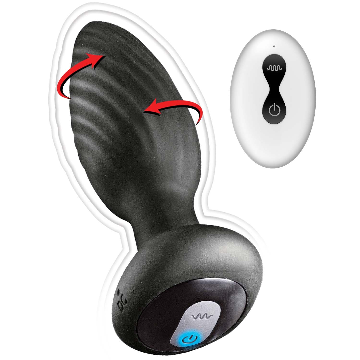 Ass-sation Remote Vibrating & Rotating Anal Plug Black - Adult Products
