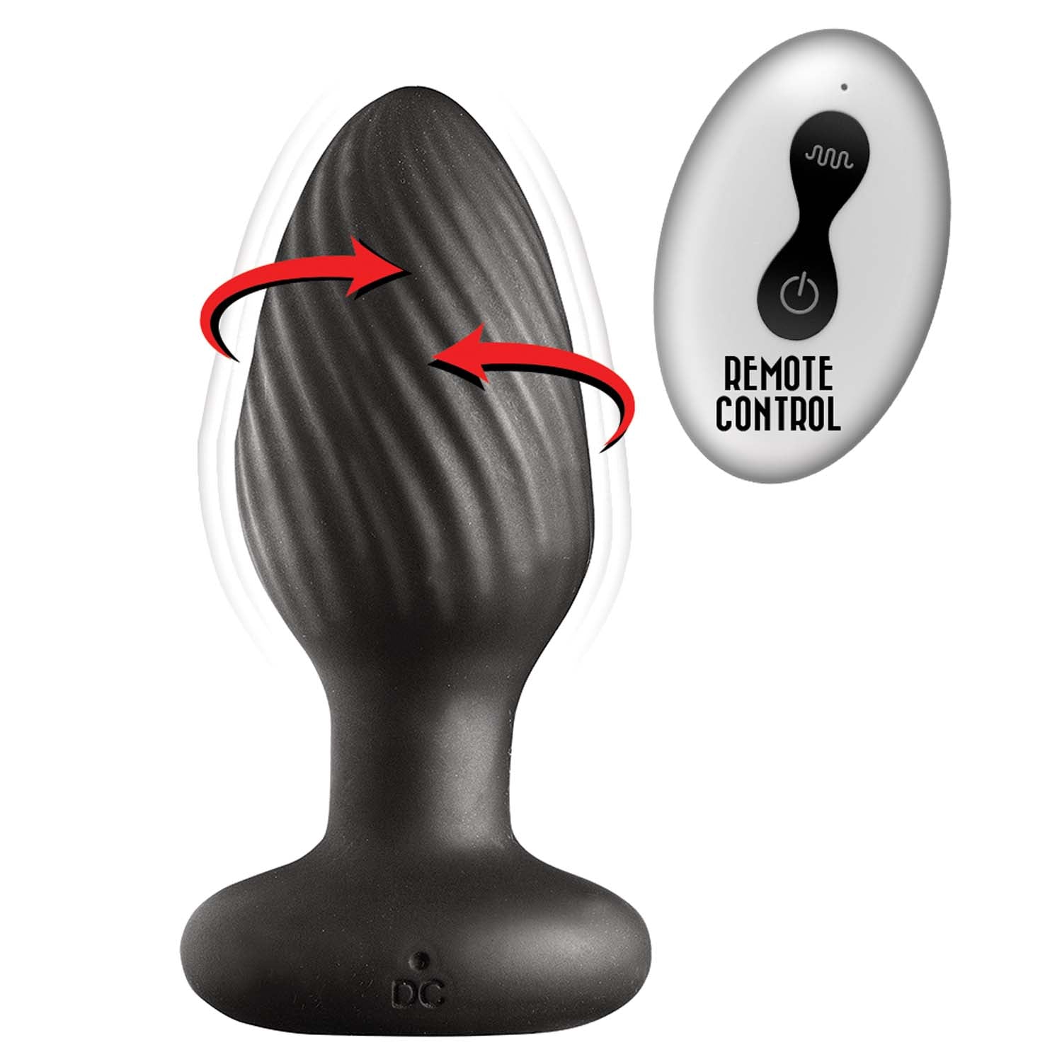 Ass-sation Remote Vibrating & Rotating Anal Plug Black - Adult Products