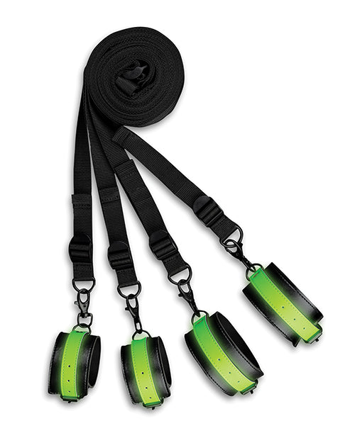 Shots Ouch Bed Bindings Restraint Kit - Glow In The Dark - GreatEagleInc