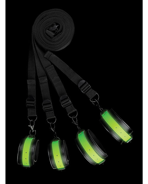 Shots Ouch Bed Bindings Restraint Kit - Glow In The Dark - GreatEagleInc