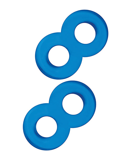 Blue Line C & B Dual Cock & Ball Stamina Enhancement Ring - Jelly Blue Pack Of 2 - GreatEagleInc