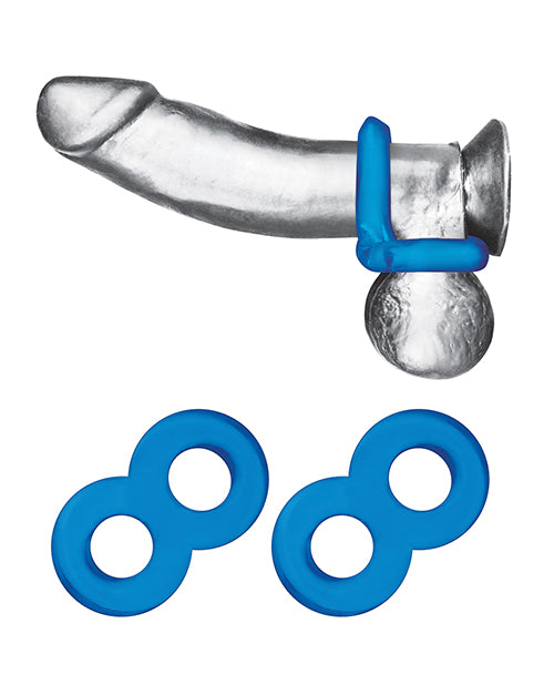 Blue Line C & B Dual Cock & Ball Stamina Enhancement Ring - Jelly Blue Pack Of 2 - GreatEagleInc