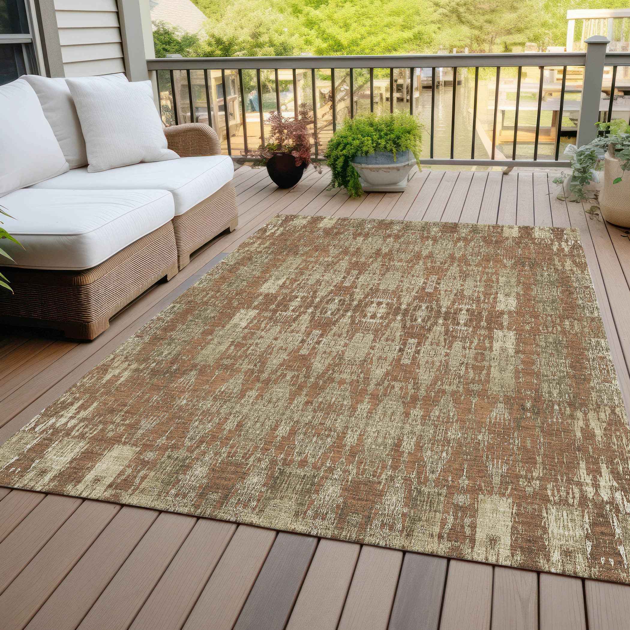 3' X 5' Orange Taupe And Beige Moroccan Washable Indoor Outdoor Area Rug