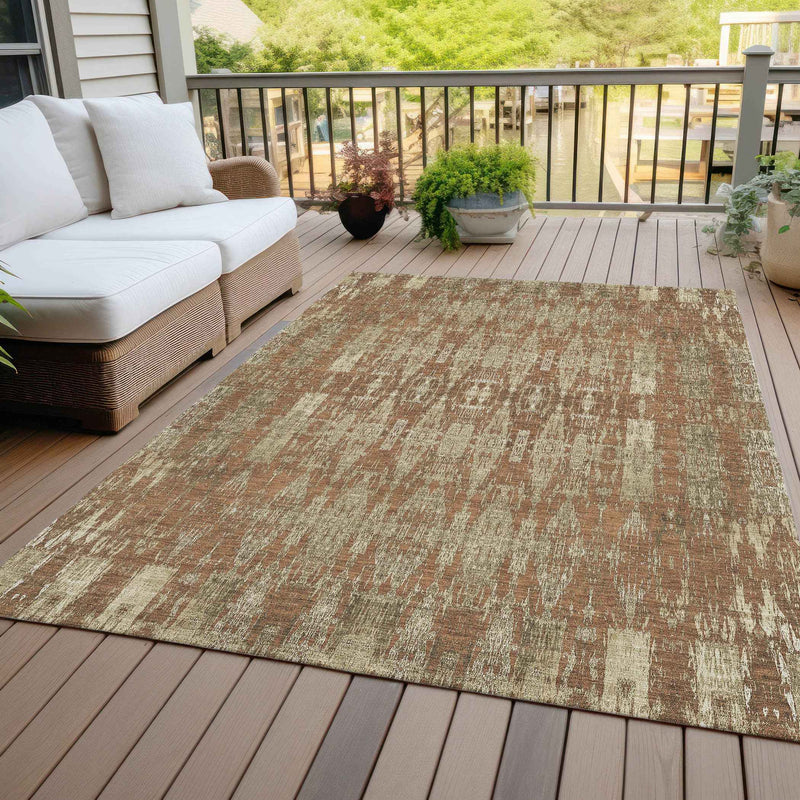3' X 5' Orange Taupe And Beige Moroccan Washable Indoor Outdoor Area Rug