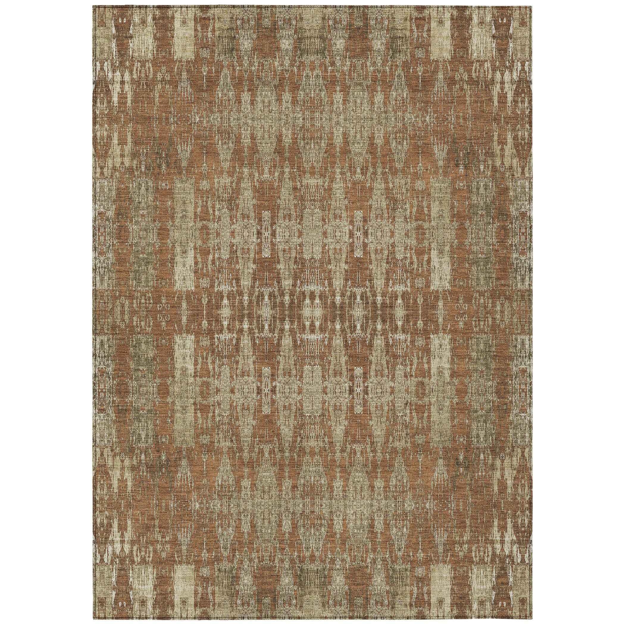 3' X 5' Orange Taupe And Beige Moroccan Washable Indoor Outdoor Area Rug