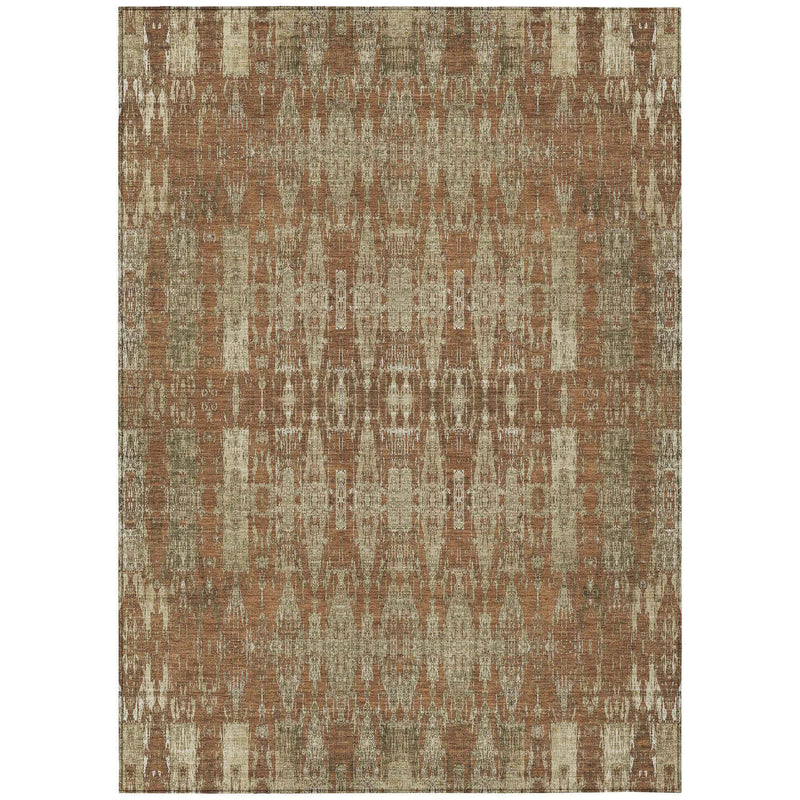 3' X 5' Orange Taupe And Beige Moroccan Washable Indoor Outdoor Area Rug