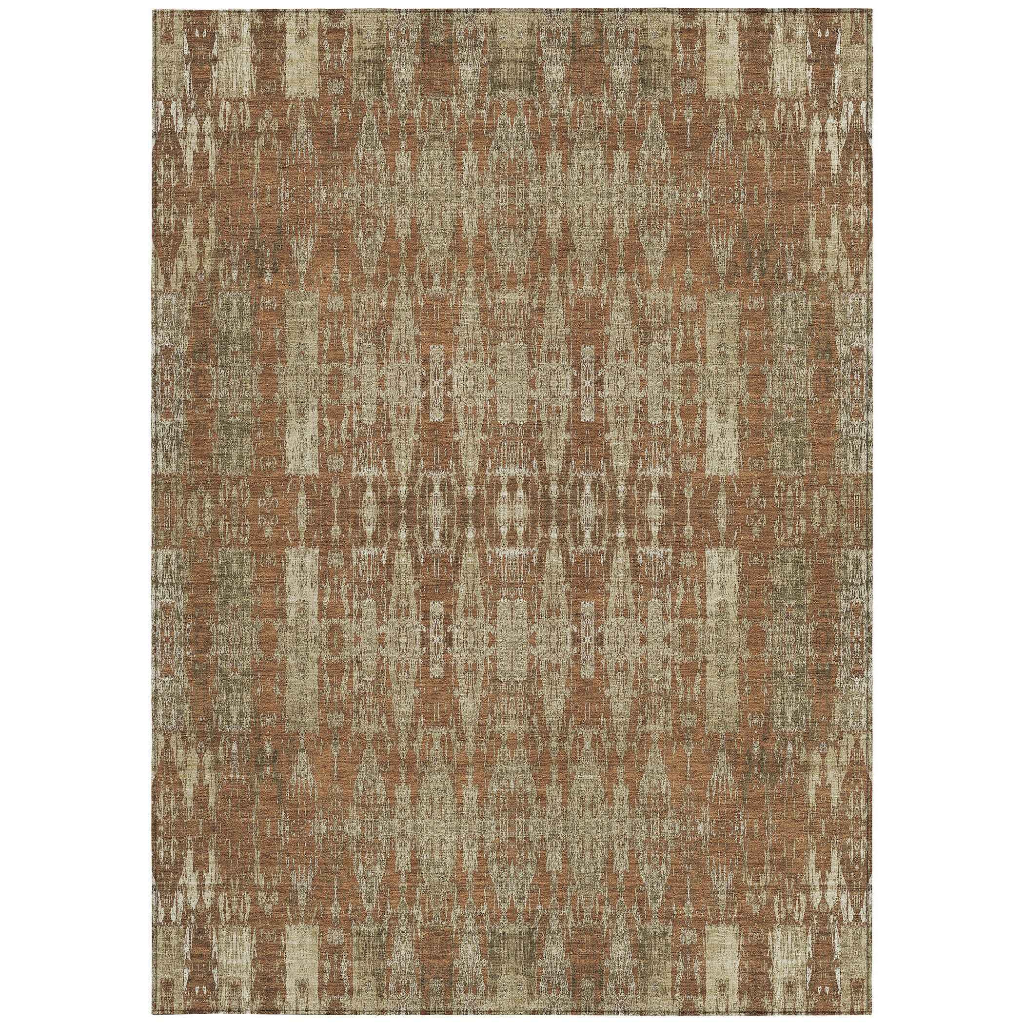 3' X 5' Orange Taupe And Beige Moroccan Washable Indoor Outdoor Area Rug