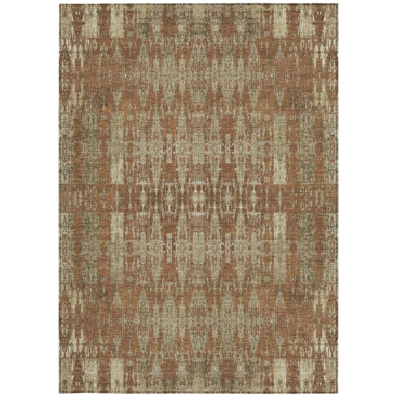 3' X 5' Orange Taupe And Beige Moroccan Washable Indoor Outdoor Area Rug
