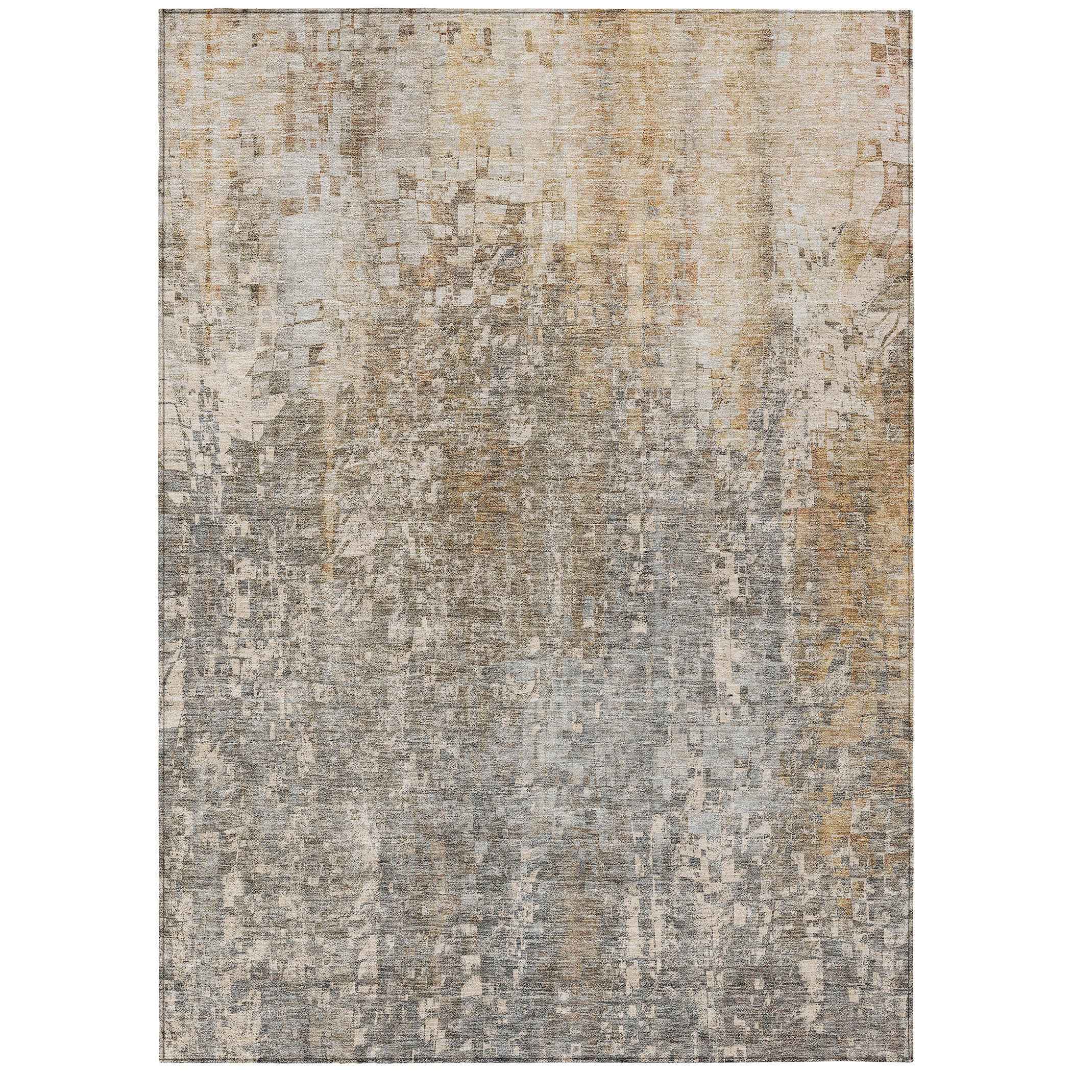 9' X 12' Beige Gray And Taupe Abstract Washable Indoor Outdoor Area Rug