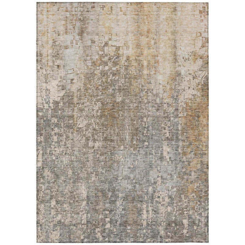 9' X 12' Beige Gray And Taupe Abstract Washable Indoor Outdoor Area Rug