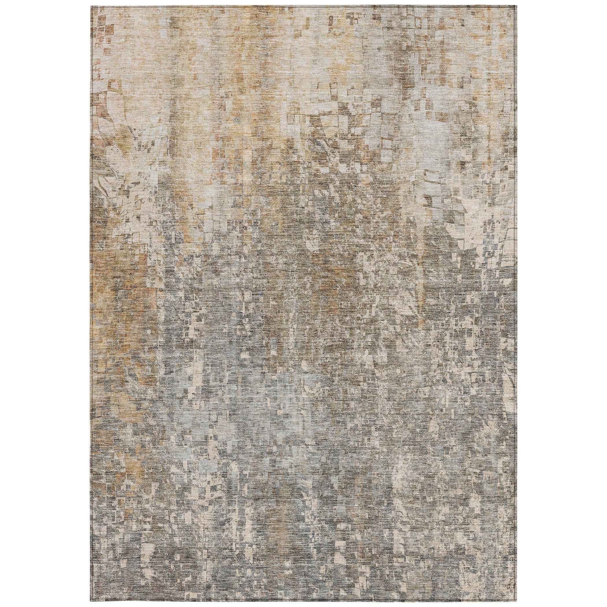 9' X 12' Beige Gray And Taupe Abstract Washable Indoor Outdoor Area Rug