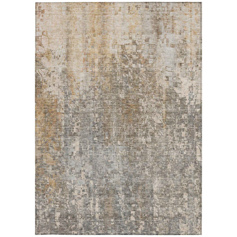 9' X 12' Beige Gray And Taupe Abstract Washable Indoor Outdoor Area Rug