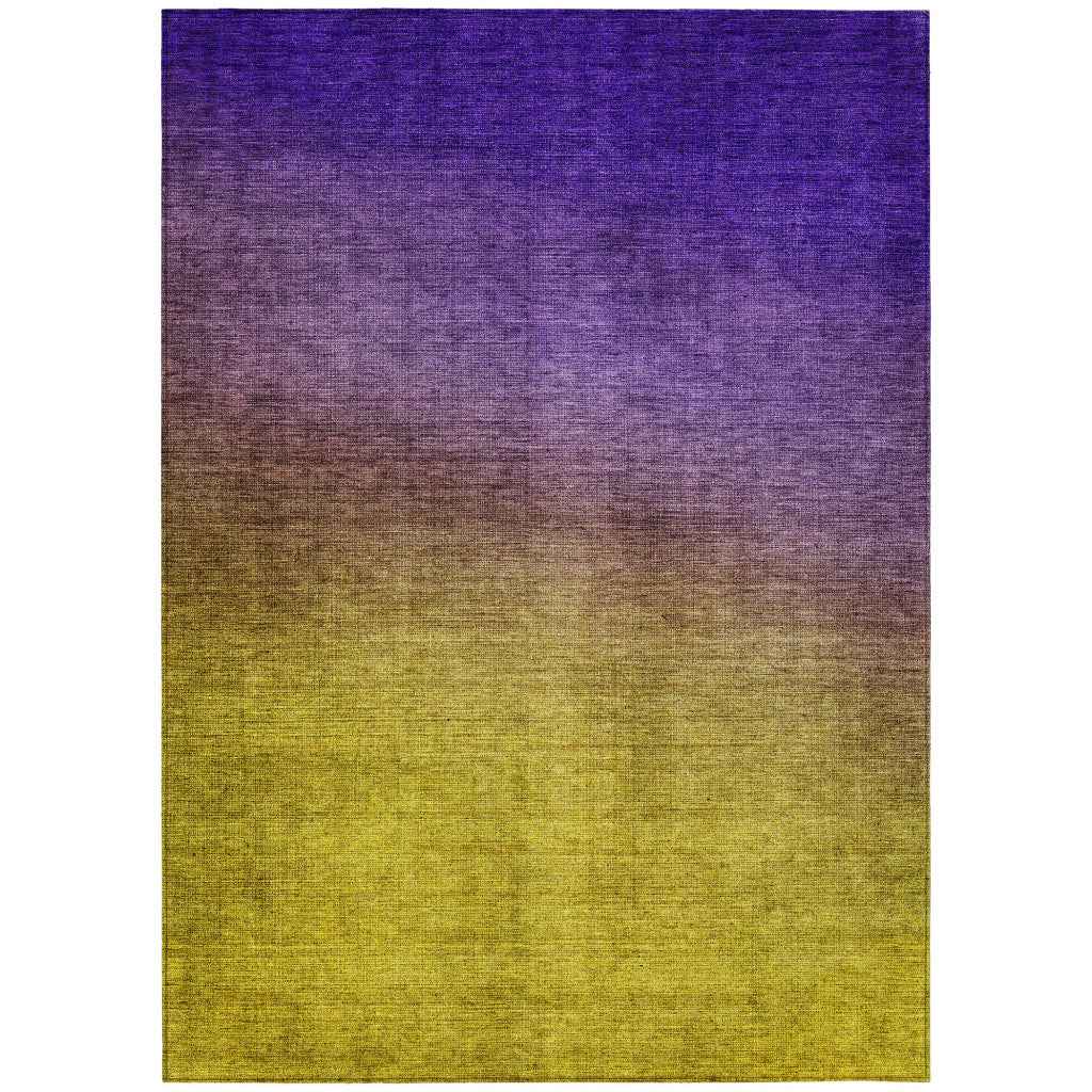 3' X 5' Purple Gold And Blue Ombre Washable Indoor Outdoor Area Rug