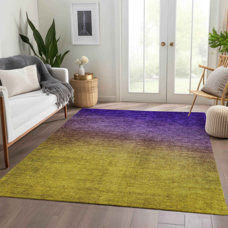 3' X 5' Purple Gold And Blue Ombre Washable Indoor Outdoor Area Rug