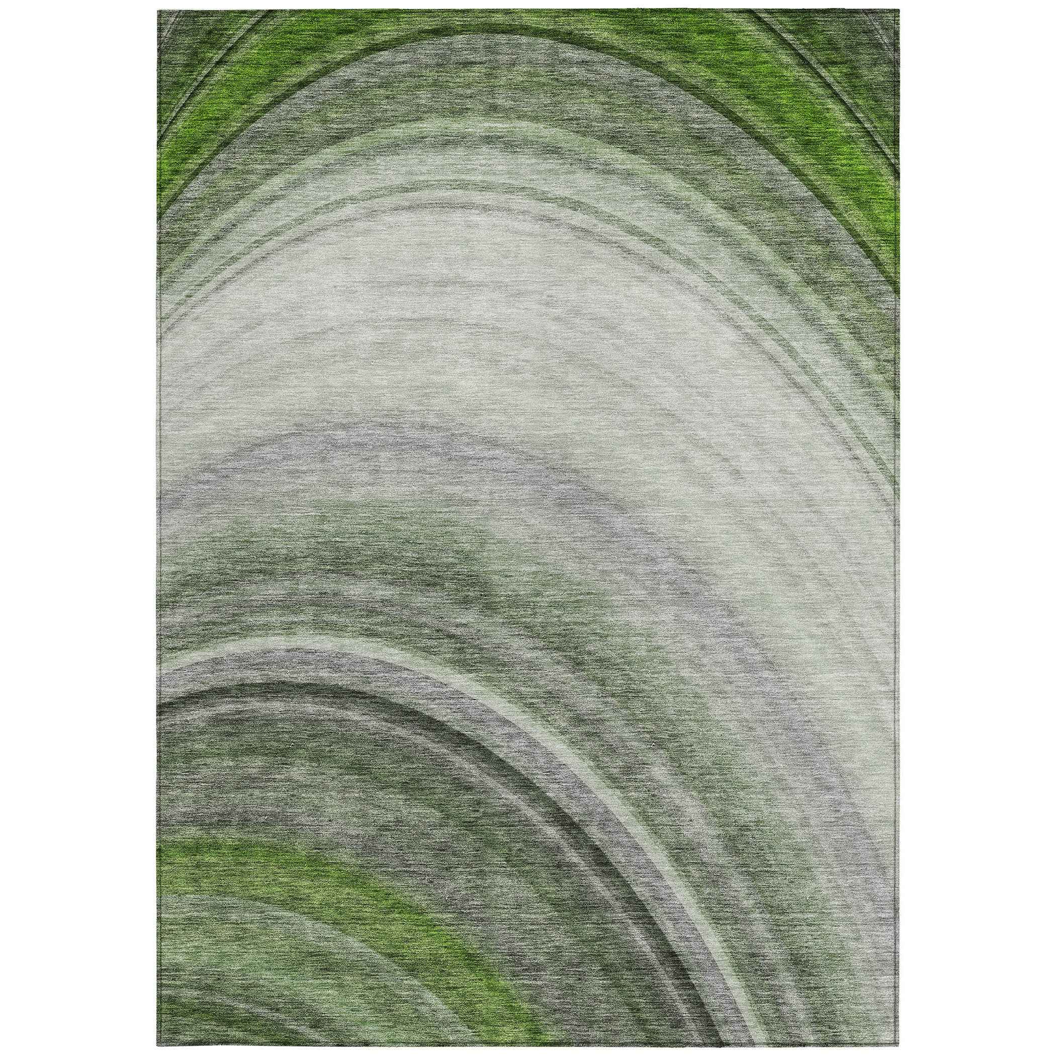 9' X 12' Green And Artichoke Green Abstract Washable Indoor Outdoor Area Rug