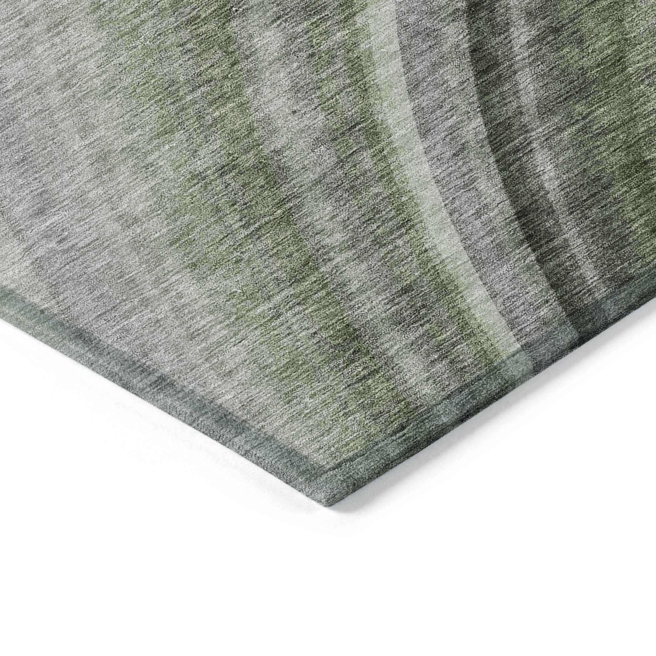9' X 12' Green And Artichoke Green Abstract Washable Indoor Outdoor Area Rug