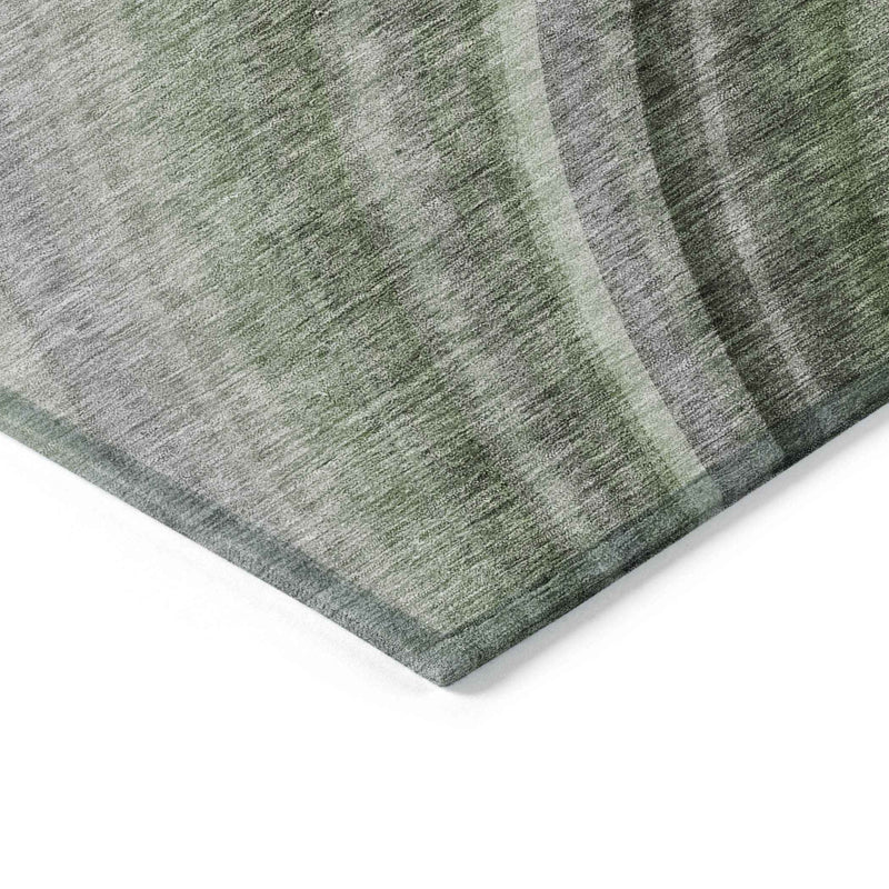 9' X 12' Green And Artichoke Green Abstract Washable Indoor Outdoor Area Rug