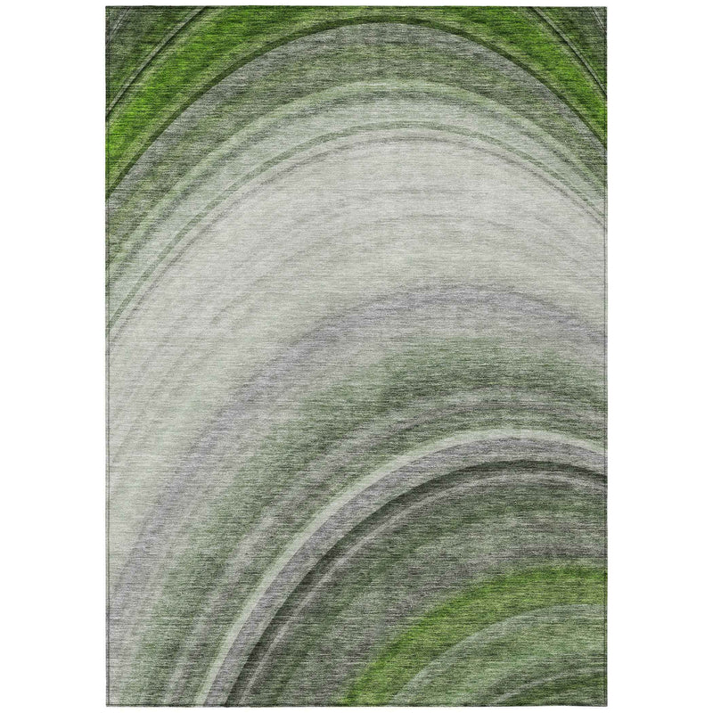 9' X 12' Green And Artichoke Green Abstract Washable Indoor Outdoor Area Rug