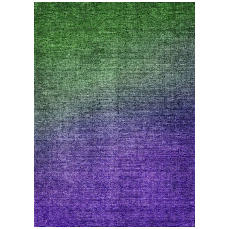 3' X 5' Green Purple And Charcoal Ombre Washable Indoor Outdoor Area Rug